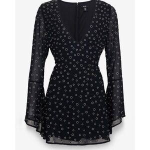 Nasty Gal Grommet Ring Embellished Plunge Mini Dress